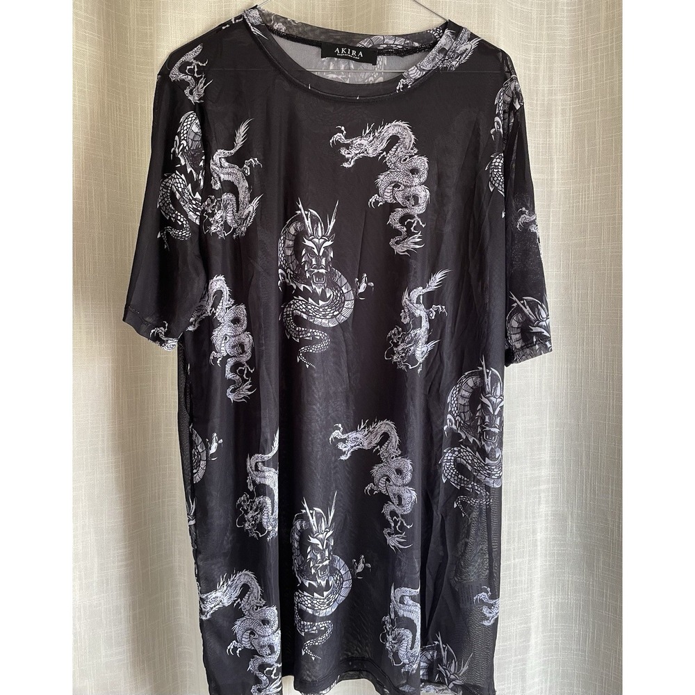 Akira SHEER DRAGON Mesh‎ One size Women's TEE